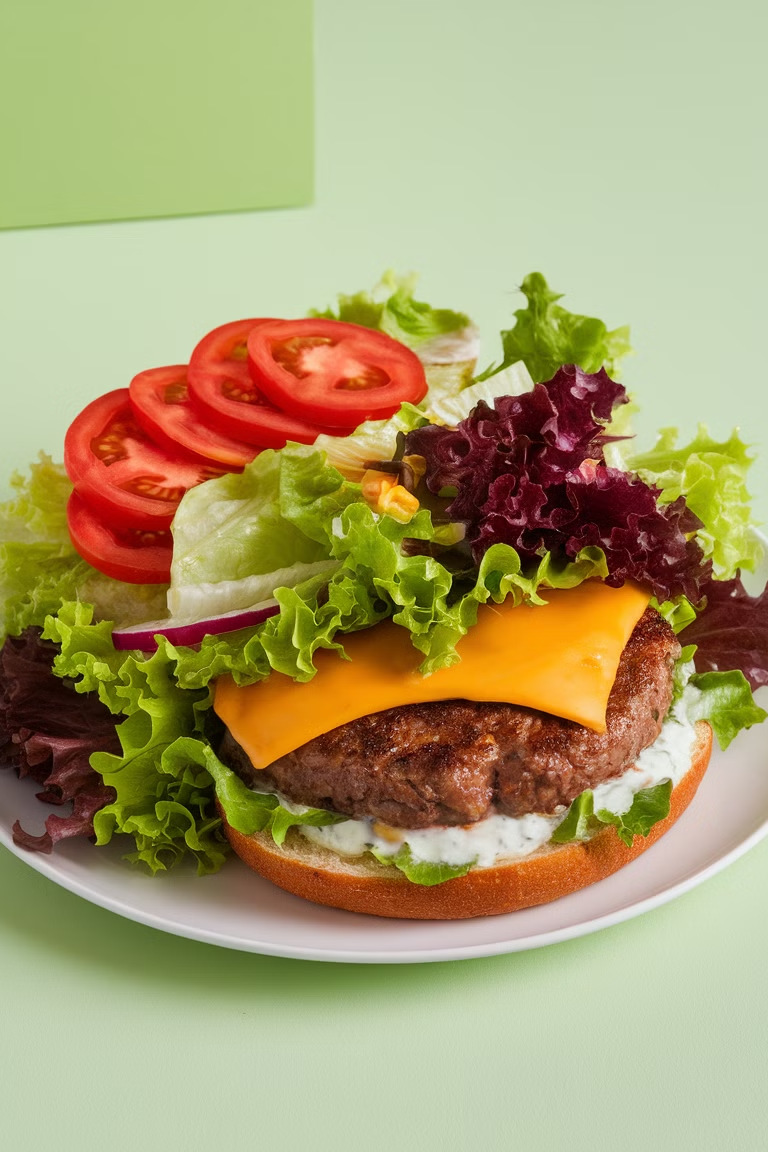 Salada Cheeseburger Defumada, imagem do material ilustrado