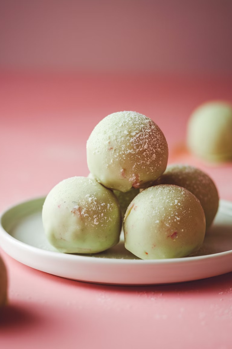 Bombons de Cheesecake de Morango, imagem do material ilustrado
