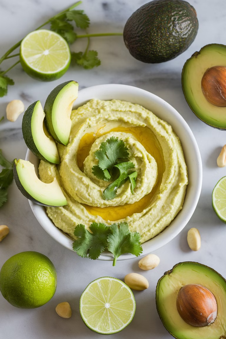 Hummus de Abacate com Coentro, imagem do material ilustrado