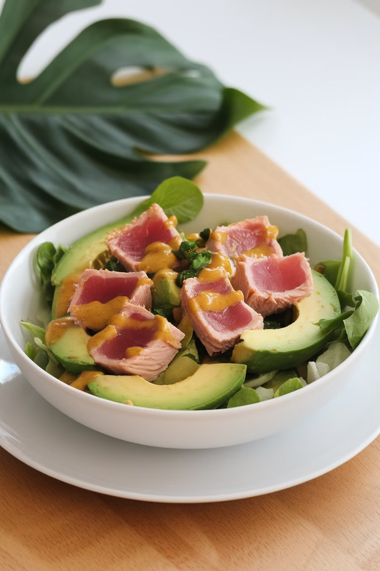 Salada de Atum com Abacate e Curry, imagem do material ilustrado